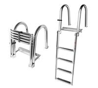 GLZXMQBP Échelle De Piscine pour Bateaux 4 Marches Bain/Pont Bateau, Échelle Yacht Échelles Ponton Flottantes Pliables avec Entrée Arrière Main Courante Bateau en Acier Inoxydable Pliantes
