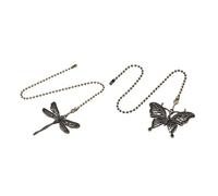 GMBYLBY Chaînes de traction décoratives pour ventilateur de plafond, ensemble de 2 avec libellules et ornements de papillons, accessoire pour luminaires Chaîne de traction libellules