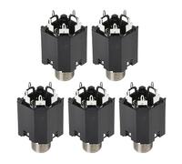 GMBYLBY PJ-612 Prise Casque 6, 35 mm Prise et vidéo Femelle 5 Broches en Ligne Verticale 50 V 0, 5 A () Prise Microphone Microphone stéréo Femelle Pied Court Trou argenté avec écrou Deux canaux