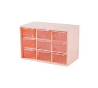 GMGQJST Petite Boite De Rangement Organisateur de tiroir de Bureau Anti-poussière, boîte de Rangement Transparente à 9 grilles, Petit tiroir en PVC, boîte de Rangement for Bijoux et cosmétiques(Pink)