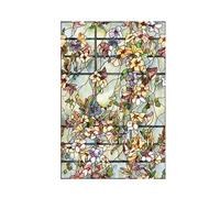 GMGQJST Vitrail Autocollant Fenetre Film de fenêtre à Fleurs rétro, Autocollant électrostatique, Verre coloré, adhésif Gratuit, résistant aux UV, résistant à la Chaleur, for Porte(80x200cm)