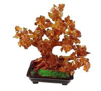 GMMH Feng Shui Arbre à Monnaie 25 cm-crassula Jade Artificielle Bonsai pfennigbaum Main Pierre Marron