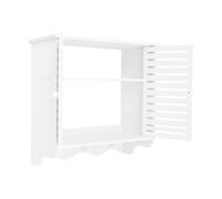 GMSLuu Armoire de salle de bain suspendue avec 2 portes et 3 crochets Blanc | 2 niveaux de rangement et fentes d'aération pour un rangement ordonné et une circulation de l'air