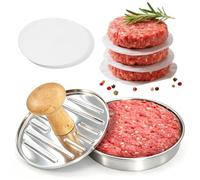 GmwyCzV Smash Burger Press 13 cm, Presse Burger Acier Inoxydable | Presse à Hamburger Professionnelle, Accessoire de Cuisson pour Grill et Barbecue avec 100 Feuilles de Papier à Steak Haché