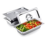 GN Lot de 3 bols empilables avec couvercle 1/3 - 32,5 x 17,5 x 6,5 cm En acier inoxydable durable Épaisseur : 8 mm Résistants à la rouille Pour panures, marinades
