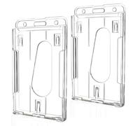 GNALIA Pochettes Pour Cartes D'Identité, Pack De 2 Porte-Clés Résistants Plastique Dur Protection Transparente Pour Cartes Fente Pour Le Pouce Étui Pour Cartes École Fournitures De Bureau