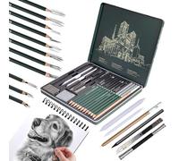Gnaxyzthor 19 Pièces Crayons de Dessin Professionnels,Idéal pour Ombrages en Dessin et en Croquis, pour Débutants Comme et artistes,Coffret de Crayons à Dessin, Ensemble de Base en Graphite Dans