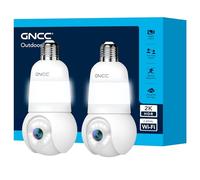 GNCC 2PCS Ampoule Camera Surveillance WiFi Extérieure, Douille E27, 2.4Ghz | 360°PTZ Suivi Auto, 2K Vision Nocturne Couleur, PIR Détection Humaine, Audio Bidirectionnel, Alarme, 24/7, Carte SD/Cloud Abo