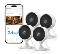 GNCC 4 Pack Camera Surveillance WiFi Interieure pour Bébé/Animaux, 2,4GHz | 1080P HD, Vision Nocturne Infrarouge, AI Détection de Mouvement & Sonore, Audio Bidirectionnel, Alexa/Google, SD Local/Cloud
