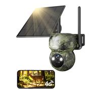GNCC Camera de Chasse Solaire sans Fil 4G 2K avec Carte Sim Pas de Wi-FI | Chasse et Surveillance à Distance, Détection PIR, Vision Nocturne Couleur/Infrarouge, SD/Cloud, 360° PTZ, Sirène, IP65