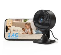 GNCC Caméra de sécurité intérieure,1080p,Wi-FI 2,4 GHz,Noir | Détection de mouvement par IA,Audio bidirectionnel,Vision nocturne,Stockage cloud/carte SD,Facile à installer,Lentille fixe