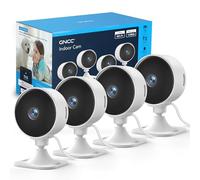 GNCC Caméra de sécurité intérieure,1080p,Wi-FI 2,4 GHz,Pack de 4 | Détection de mouvement par IA,Audio bidirectionnel,Vision nocturne,Stockage cloud/carte SD,Facile à installer,Lentille fixe
