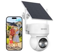 GNCC Camera Surveillance WiFi Exterieure sans Fil Batterie-Panneau Solaire | 360° PTZ, Détection Humaine PIR, 1080P/2MP Vision Nocturne Couleur, Audio Bidirectionnel, Alarme Sirène, 2.4GHz