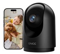 GNCC Caméra Surveillance WiFi Intérieure 2K 3MP Bébé/Animaux Noir(Lot de 1) | 2.4/5GHz WiFi, Vision Nocturne Infrarouge, SD/Cloud, 360° PTZ, Audio Bidirectionnel, Détection de Mouvement, Alarme, Alexa