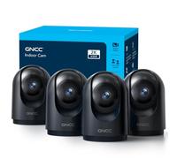 GNCC Caméra Surveillance WiFi Intérieure 2K 3MP Bébé/Animaux Noir(Lot de 4) | 2.4/5GHz, Vision Nocturne Infrarouge, SD/Cloud, 360° PTZ, Audio Bidirectionnel, Détection de Mouvement, Alarme, Alexa