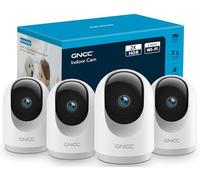 GNCC Caméra Surveillance WiFi Intérieure 2K 3MP pour Bébé/Animaux(Lot de 4) | 2.4G/5GHz WiFi, Vision Nocturne Infrarouge, SD/Cloud, 360° PTZ, Audio Bidirectionnel, Détection de Mouvement, Alarme, Alexa