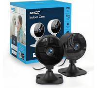 GNCC GC3 Pack de 2 caméras de sécurité intérieure,1080p,Wi-FI 2,4 GHz,Noir | Détection de mouvement par IA,Audio bidirectionnel,Vision nocturne,Stockage cloud/carte SD,Facile à installer,Lentille fixe