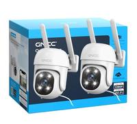 GNCC GK2 2-Pack Caméra Extérieure PTZ 360°Détection Mouvement | WiFi 2.4G,1080P,Vision nocturne couleur,Audio bidirectionnel,Sirène,IP65,Carte SD ou cloud payant,Câble de 3 m,Plug-in