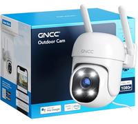 GNCC GK2 Caméra Extérieure PTZ 360°Détection Mouvement | WiFi 2.4G,1080P,Vision nocturne couleur,Audio bidirectionnel,Sirène,IP65,Carte SD ou cloud payant,Câble de 3 m,Plug-in