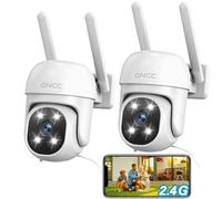 GNCC Lot de 2 Camera Surveillance WiFi Exterieure, 360°PTZ Suivi Auto, 2,4G | 1080P Vision Nocturne Couleur, AI Détection Humaine, APP Sirène, Étanchéité, Abonnement Cloud/SD Local, 24/7 Filaire