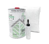 GNCGarden Kit de réparation résine polyester 1 kg (1 kg résine + 1 m² mat-300 + catalyseur 25 g).