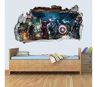 GNG Marvel Avengers Vinyle Smashed Wall Art Autocollant Chambre Garçons Filles 3D L