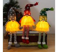 Gnome de Noel Lumineux, Lutin de Noel Farceur de Peluch, Deco Table Noel Interieur Maison, Decoration Noel Lumineuse, Décoration de Noël Intérieur, Ornements Scandinave Suédois Faits à la Main (C)