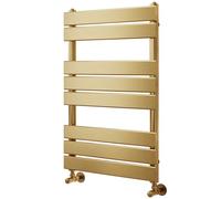 Go Bathrooms Ark Barre à Serviettes 800 mm x 500 mm, Or Brossé, Radiateur de Salle de Bain, Design, Barre Chauffante, Panneau Plat, Barre de Chauffage à Étagères