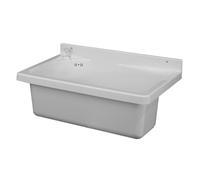Go by Van Marcke bac de déversement 52cm plastique inclus crépine avec trop-plein avec kit de fixation et distributeur de savon blanc 070287