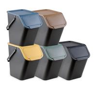 Go Practic Ensemble de 5 poubelles de cuisine empilables avec couvercle à clic, système de tri sélectif, 60 l