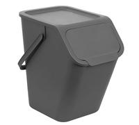Go Practic Poubelle de Cuisine avec Couvercle 25 l Système de tri des déchets, Plastique Corbeille tri Selectif, Bac de Recyclage Empilable, Conteneur à Déchets, Fonction de Clic, Sans BPA, Gris