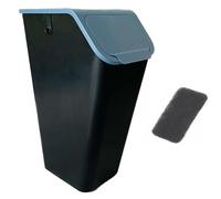 Go Practic Poubelle de Cuisine avec Couvercle 35l + filtre anti-odeurs, Plastique Corbeille tri Selectif, Bac de Recyclage Empilable, Conteneur à Déchets, Système de tri, Fonction de Clic, Nori Bleue
