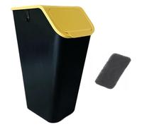 Go Practic Poubelle de Cuisine avec Couvercle 35l + filtre anti-odeurs, Plastique Corbeille tri Selectif, Bac de Recyclage Empilable, Conteneur à Déchets, Système de tri, Fonction de Clic, Nori Jaune