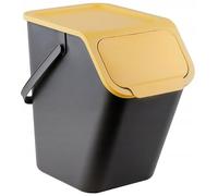 Go Practic Set de Poubelles de Cuisine Avec Couvercle, 1x 25L Jaune Fonction de Clic, Conteneur à Déchets, de Tri Des Déchets en Plastique Durable et Spacieuse