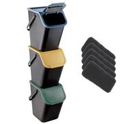 Go Practic Set de Poubelles de Cuisine avec Couvercle et Filtre à Charbon 3 Pièces 25L de Recyclage, Fonction de Clic, Conteneur à Déchets, de Tri Des Déchets en Plastique Durable et Spacieuse