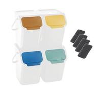 Go Practic Set de Poubelles de Cuisine avec Couvercle et Filtre à Charbon Blanc, 4 Pièces 25L de Recyclage, Fonction de Clic, Conteneur à Déchets, de Tri Des Déchets en Plastique Durable et Spacieuse