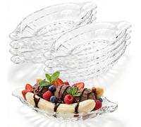 Goaste Lot de 8 bols à bananes fendus en verre de 236,8 g, assiettes de service transparentes pour fruits, yaourt, crème glacée, brownies, collation, salade, raisins
