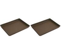Gobel 225710 Moule à Tarte Rectangulaire 29 * 20,5 cm Bord Cannelé Fond Fixe Anti-Adhérent (Lot de 2)
