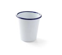 Hendi Gobelet en acier émaillé 0,4 L, blanc bord bleu, ø90×120 mm