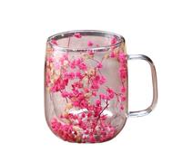 Gobelet à double paroi - 450 ml - Transparent - Avec - Verre isotherme - Pour thé, café, hiver, jardin, balcon, parc, maison, pique-nique, camping, fête, lait, whisky, boissons chaudes, cadeau