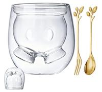 Gobelet à double paroi en verre de 200 ml, décoré de motifs de chats mignons