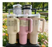 Gobelet à fruits H2.0 extérieur 40oz, gobelet isotherme chaud et froid avec poignée, bouteille d'eau en acier inoxydable à double paroi isolée sous vide, tasse à café glacé premium pour l'été, convien