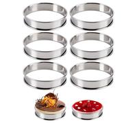 Gobelet à pâtes rondes 10 cm, Doublement Roulé, 6 pièces moule à gâteaux antiadhésifs en acier, anneaux à dessert de 10 x 2,5 cm, gâteau moule circulaire anneau pour souris, pâtisserie, dessert