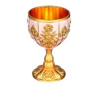 Gobelet à Vin Rétro en Alliage de Zinc, 20ml, Style Européen | Silhouette Calice Médiévale, Relief Doré Délicat, Format Compact pour Liqueur, Thé, Décoration de Table et Ambiance Noël