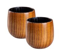 Gobelet à whisky en bois | 2 tasses de style ancien | Verres à café et à whisky rustiques - Pour hommes Papa Anniversaire Thé Café Vin Bourbon Bière Boissons Chaudes Froides Maison Bureau