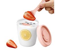 Gobelet à yaourt avec couvercle - Bocal hermétique pour aliments, récipient à salade portable | Gobelet à collation égouttoir avec fourchette pour flocons d'avoine pendant la nuit, sauce glacée, sucre