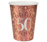 Gobelet anniversaire 50 ans rose gold élégant (x10) REF/7349 Matière carton