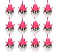 Gobelet Boule à Facettes Chapeau de Cowboy 20oz, Gobelet Réutilisable Boule à Facettes Cowgirl pour Fête, Décoration de Fête de Jeune Fille Gobelet Boule à Facettes Pailletée, Convient pour Boîte de N