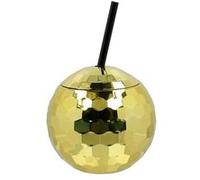 gobelet boule disco avec paille 650ml or - boland 00718 Jaune G