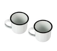 Gobelet Créatif Émaillé Vintage Noël Lot de 2, Blanc 150ml | Café, Thé et Soupe, Nettoyage Rapide, Format 6,5x6,5x5,8cm, Poignée